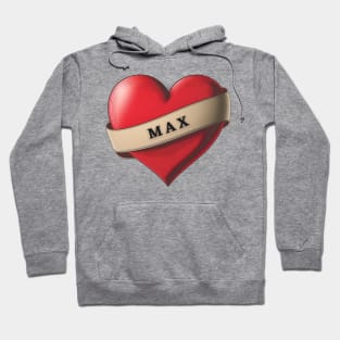 Max - Lovely Red Heart With a Ribbon Hoodie